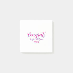 Post-it® Félicitations diplômé rose violet nom année 20XX d