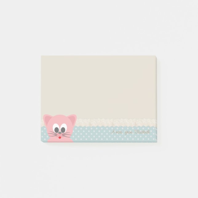 Post-it® Féminin Moderne, Points Polka, Chat (Devant)