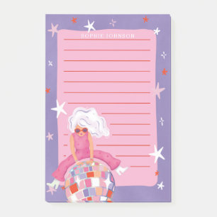 Post-it® Femme drôle avec boule à facettes rose violet fémi