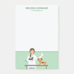 Post-it® Femme vétérinaire avec des animaux mignons & votre
