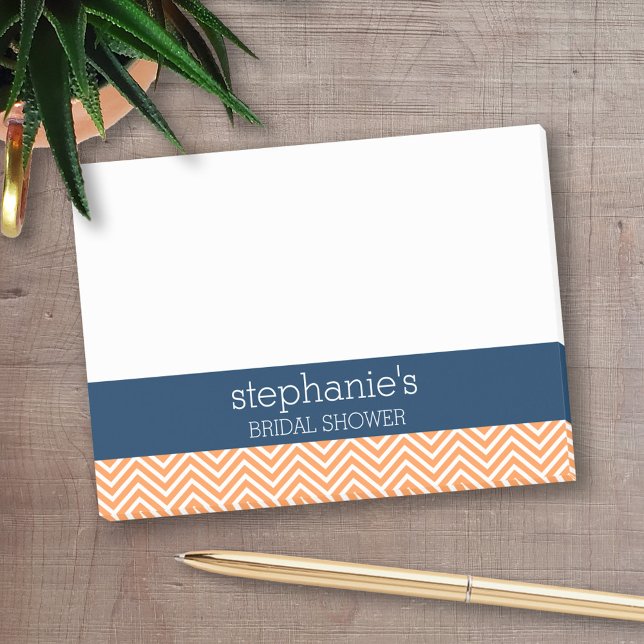 Post-it® Fête de mariage avec motif chevron bleu marine et  (Personalized Post-It Notes - add you name or other text)