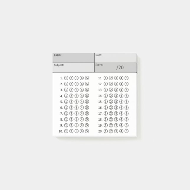 Post-it® Feuille de réponse (bulles)-Noir & Blanc (Devant)