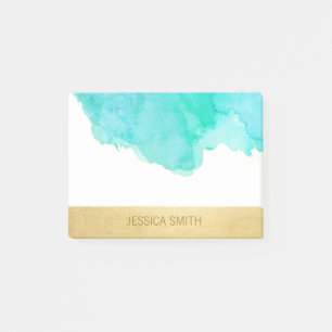 Post-it® Feuille d'or personnalisée de Faux d'aquarelle de