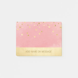 Post-it® Feuille d'or rose personnalisée de Faux