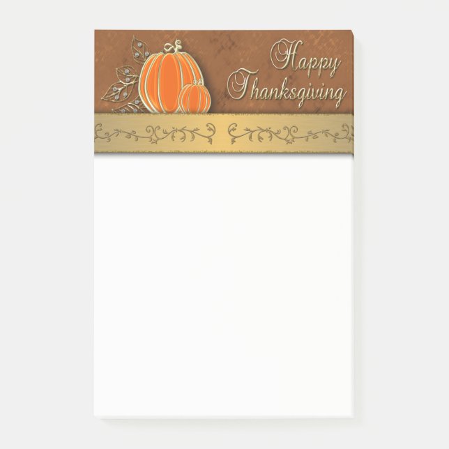 Post-it® Feuilles Citrouilles précieux de Thanksgiving Gold (Devant)