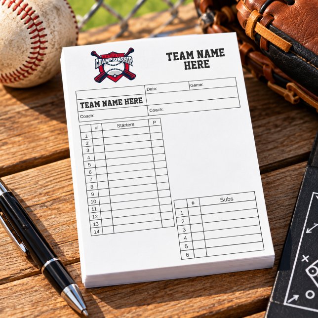 Post-it® Feuilles de composition d'équipe de baseball (Créateur téléchargé)