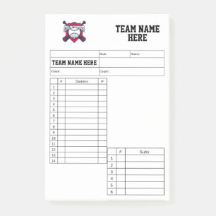 Post-it® Feuilles de composition d'équipe de baseball