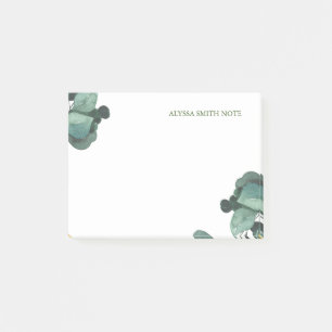 Post-it® Feuilles minimalistes d'aquarelle verte personnali