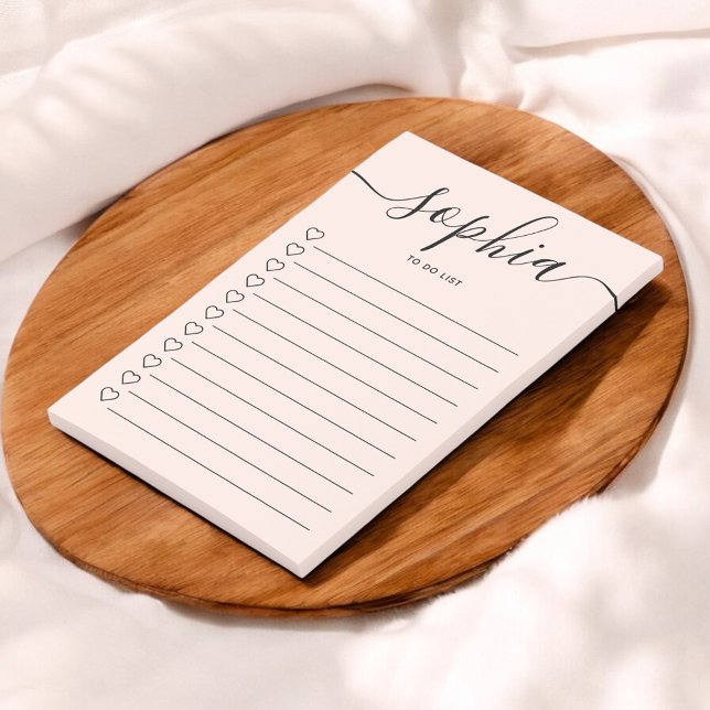 Post-it® Fille à faire Liste Monogramme Calligraphie rose (Créateur téléchargé)