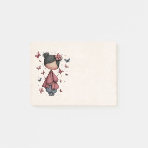Post-it® Fille avec baguette magique et papillons