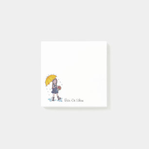 Post-it® Fille Avec Parapluie Jaune Dans L'Aquarelle