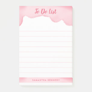 Post-it® Fille Blush Pink Aquarelle Nom À Faire Liste