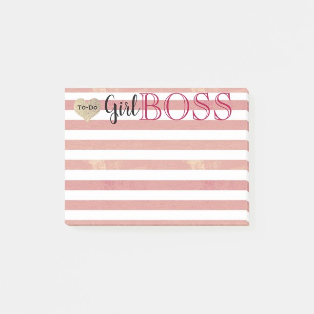 Post-it® Fille Boss Rose Gold Stripes To-Do (Devant)