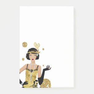 Post-it® Fille des années 1920, les années 70 femme rétr