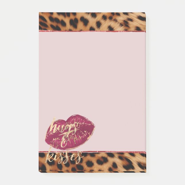 Post-it® Fille Glam Leopard Hugs & Kisses Lips (Devant)