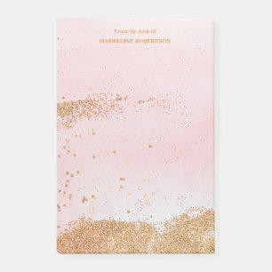 Post-it® Fille Glam Rose Gold Paillettes Nom Personnalisé