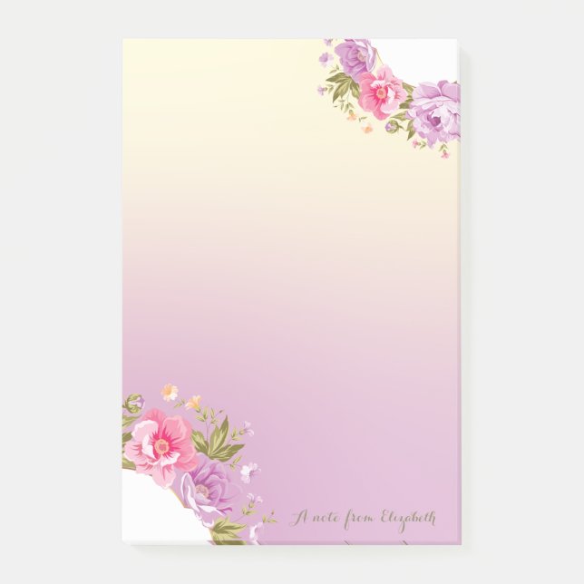 Post-it® Fille mignonne Stylish Floral -Personnalisé (Devant)