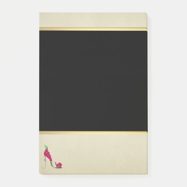 Post-it® Fille moderne élégante, Noir, Crème, Talon Fleur (Devant)