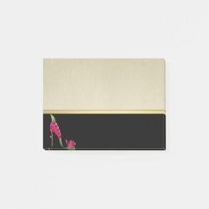 Post-it® Fille moderne élégante, Noir, Crème, Talon Fleur