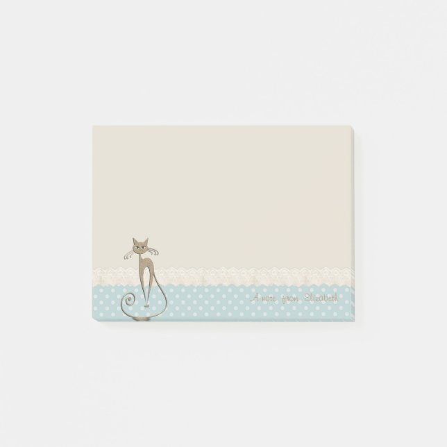 Post-it® Fille Moderne, Pois, Faux Gold Glittery Cat (Devant)