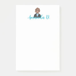 Post-it® Fille noire avec lunettes Personnalisée