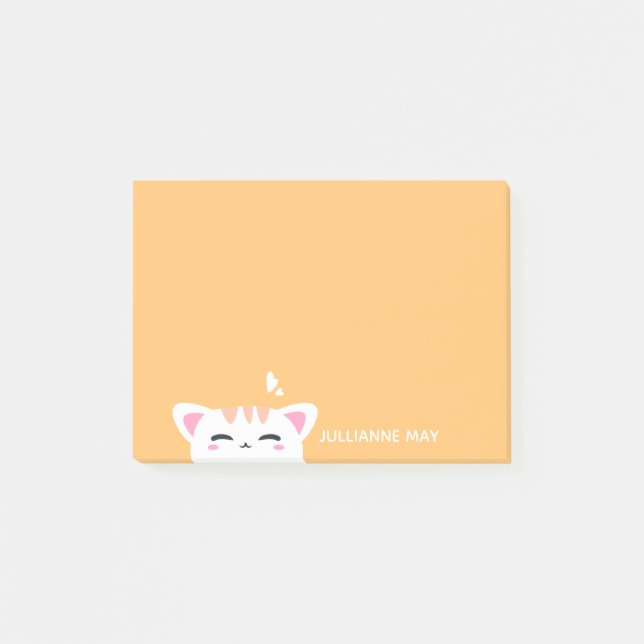 Post-it® Filles Nom Pastel Jaune Cute Kitty (Devant)