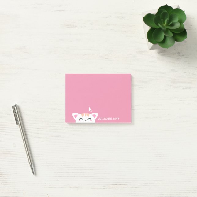 Post-it® Filles Nom Pastel Pink Cute Kitty (Bureau)