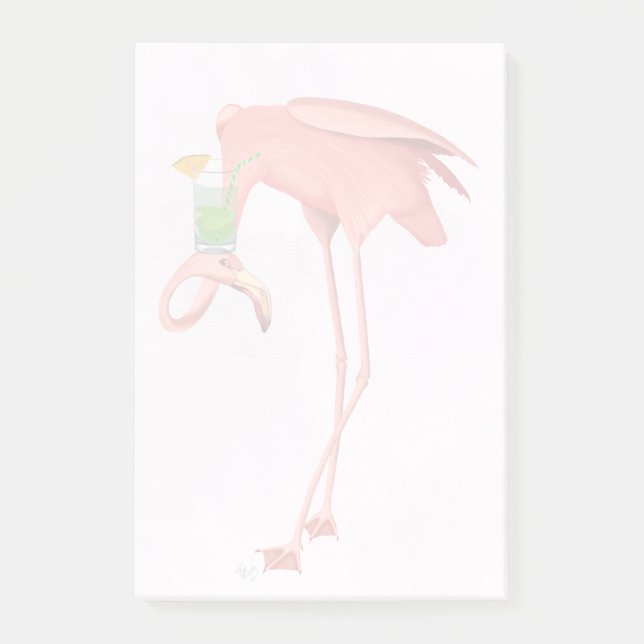 Post-it® Flamant rose avec cocktail (Devant)