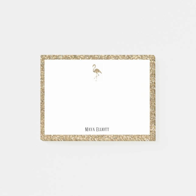 Post-it® Flamant rose de Parties scintillant en or blanc &  (Devant)
