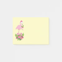 Flamant rose rose à Santa Hat Noël Whimsical