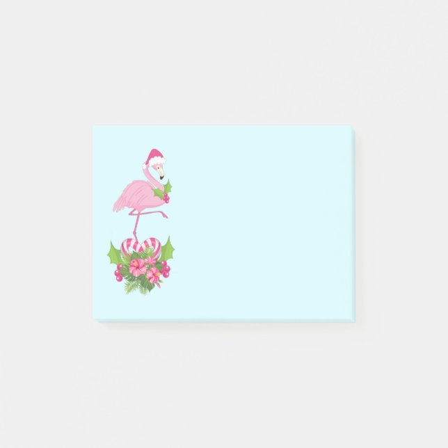 Post-it® Flamant rose rose à Santa Hat Noël Whimsical (Devant)