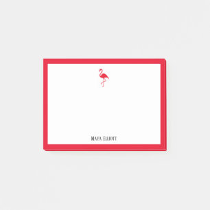 Post-it® Flamant Rose Rouge Clair et Bordure sur Fond Blanc