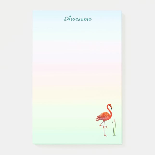 Post-it® Flamant rose rouge et Plantes de roseaux sur Paste (Devant)