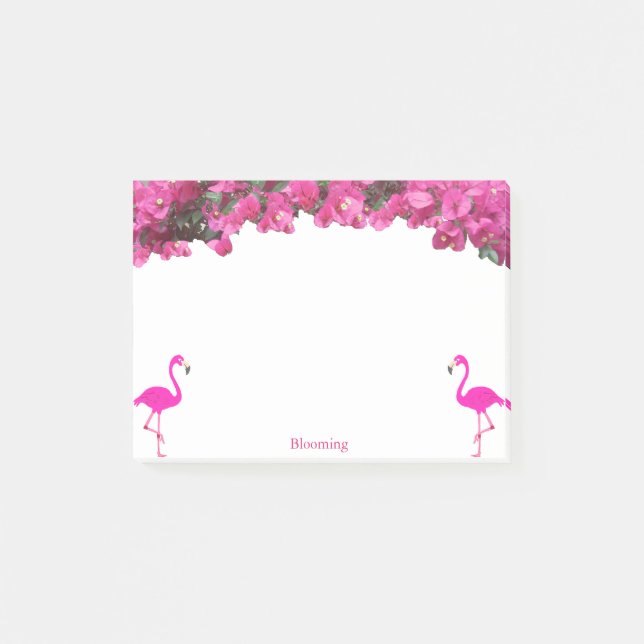 Post-it® Flamants roses & Fleurs Magenta Rose Tropical sur  (Devant)