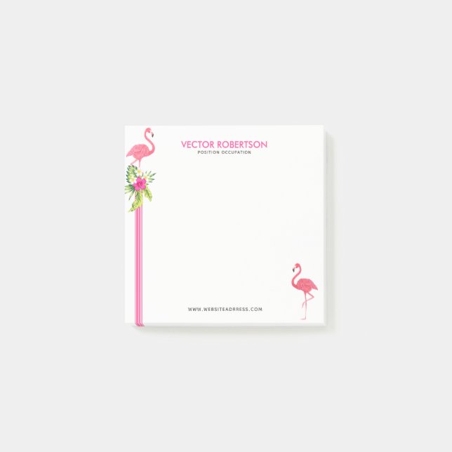 Post-it® Flamants roses roses & Bouquet Hibiscus. (Devant)