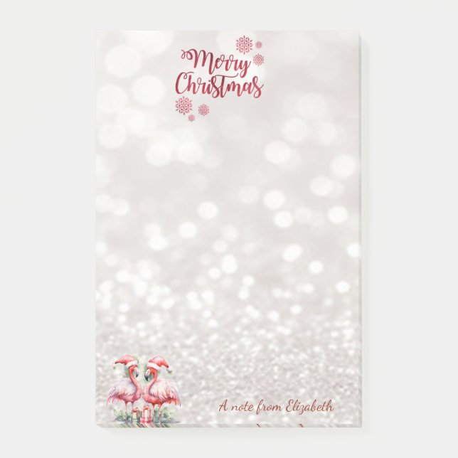 Post-it® Flamants roses roses Santa Hat présente (Devant)