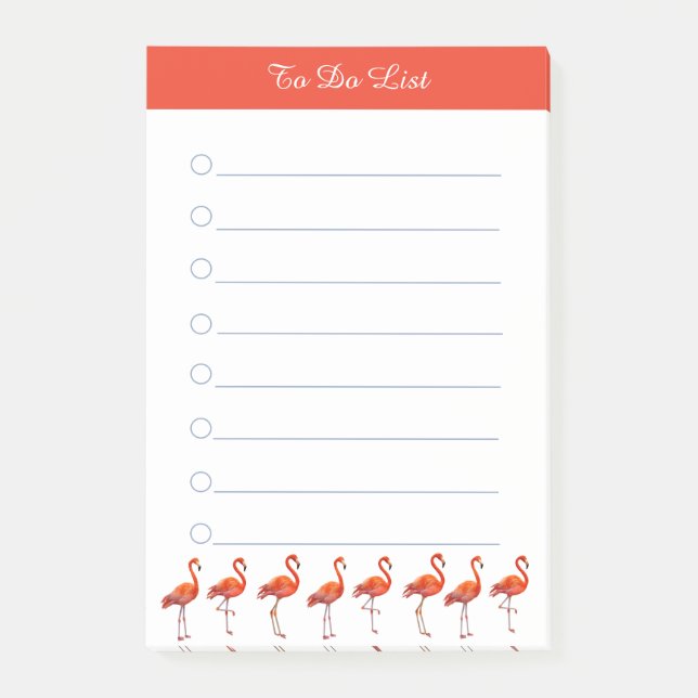 Post-it® Flamants roses rouges et calligraphie sur les chos (Devant)