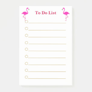 Post-it® Flamants roses sur liste de choses à faire lignées