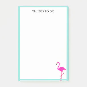Post-it® Flamingo & cadre sarcelle sur fond blanc