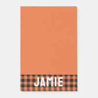 Flamme Orange Buffalo Check Nom blanc