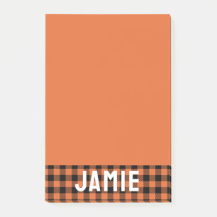 Post-it® Flamme Orange Buffalo Check Nom blanc