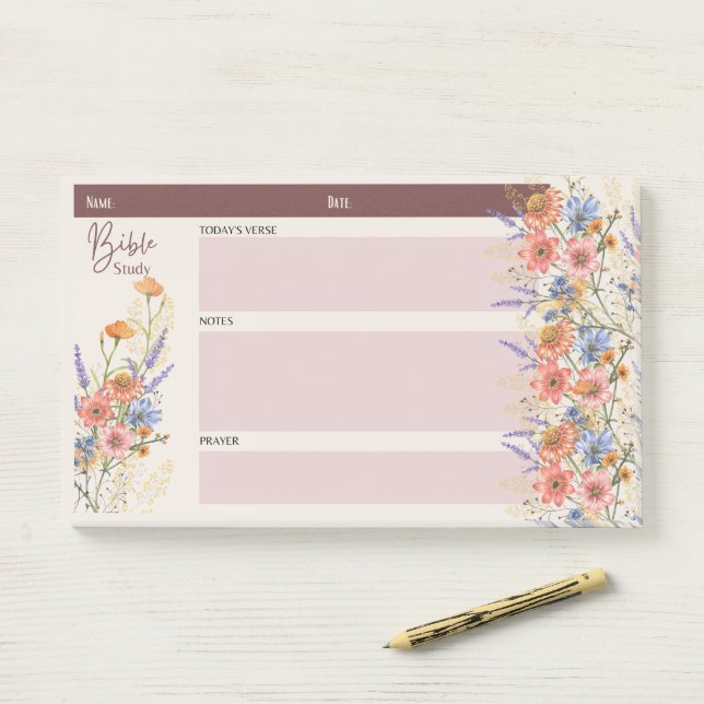 Post-it® Fleur BIBLE ÉTUDE NOTES Foi chrétienne Dons (Sur un bureau)