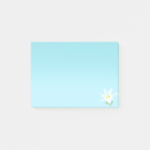 Post-it® Fleur d'Amaryllis blanche sur fond bleu clair