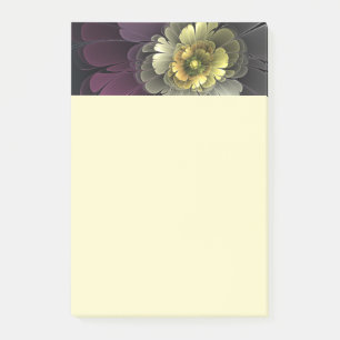 Post-it® Fleur fractale grise de pourpre moderne abstraite