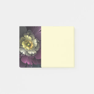 Post-it® Fleur fractale grise de pourpre moderne abstraite
