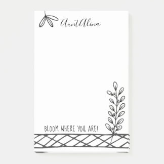 Post-it® Fleur ! Illustration florale noire et blanche