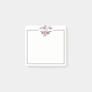 Post-it® Fleur rose pastel et violet personnalisée