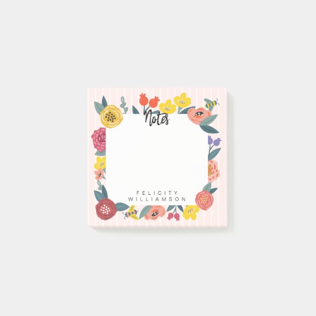 Post-it® Fleur sauvage Abstraite féminine, Feuillage et abe (Devant)