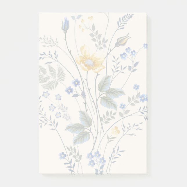 Post-it® Fleur sauvage bleu et jaune (Devant)