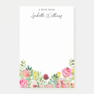 Post-it® Fleur sauvage rose et jaune personnalisé
